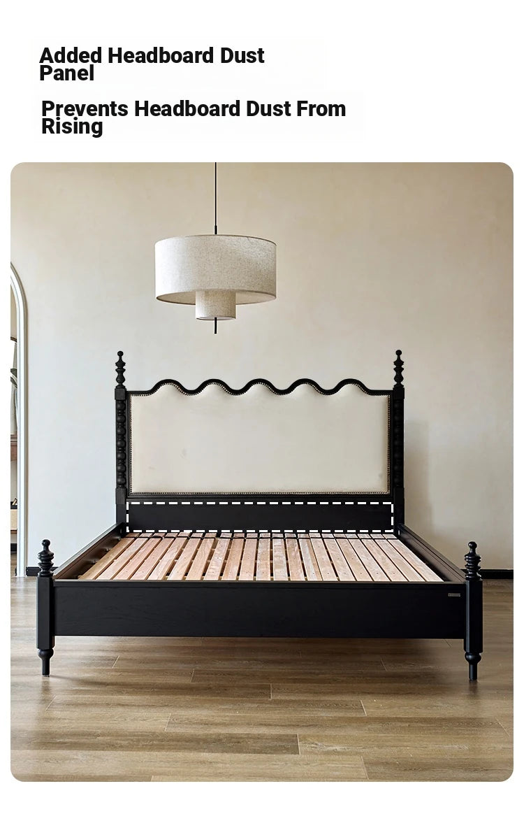 Elegant Red Oak Solid Wood Bed with Suede and Foam Comfort - Modern Multi-Layer Design for Stylish Bedrooms hsxz-2162