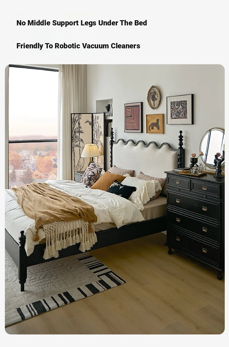 Elegant Red Oak Solid Wood Bed with Suede and Foam Comfort - Modern Multi-Layer Design for Stylish Bedrooms hsxz-2162
