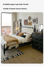 Elegant Red Oak Solid Wood Bed with Suede and Foam Comfort - Modern Multi-Layer Design for Stylish Bedrooms hsxz-2162