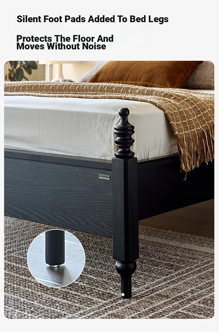 Elegant Red Oak Solid Wood Bed with Suede and Foam Comfort - Modern Multi-Layer Design for Stylish Bedrooms hsxz-2162