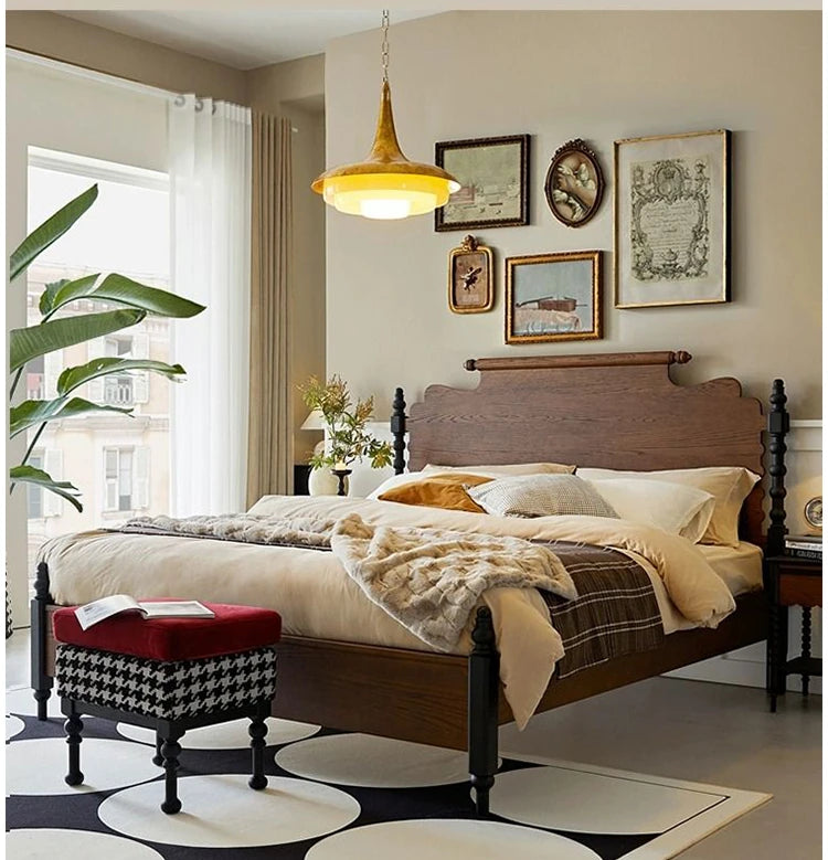 Elegant Solid Red Oak Bed Frame - Sturdy Design with Long Planks, No Splicing for Ultimate Comfort hsxz-2163