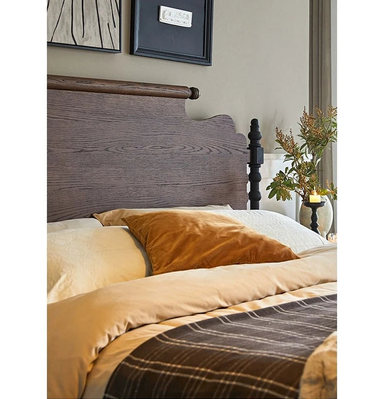Elegant Solid Red Oak Bed Frame - Sturdy Design with Long Planks, No Splicing for Ultimate Comfort hsxz-2163