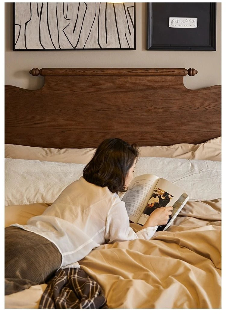 Elegant Solid Red Oak Bed Frame - Sturdy Design with Long Planks, No Splicing for Ultimate Comfort hsxz-2163