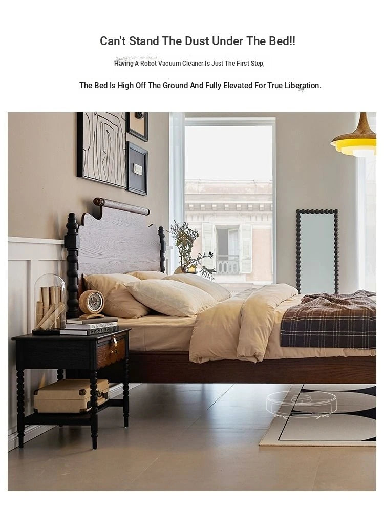 Elegant Solid Red Oak Bed Frame - Sturdy Design with Long Planks, No Splicing for Ultimate Comfort hsxz-2163