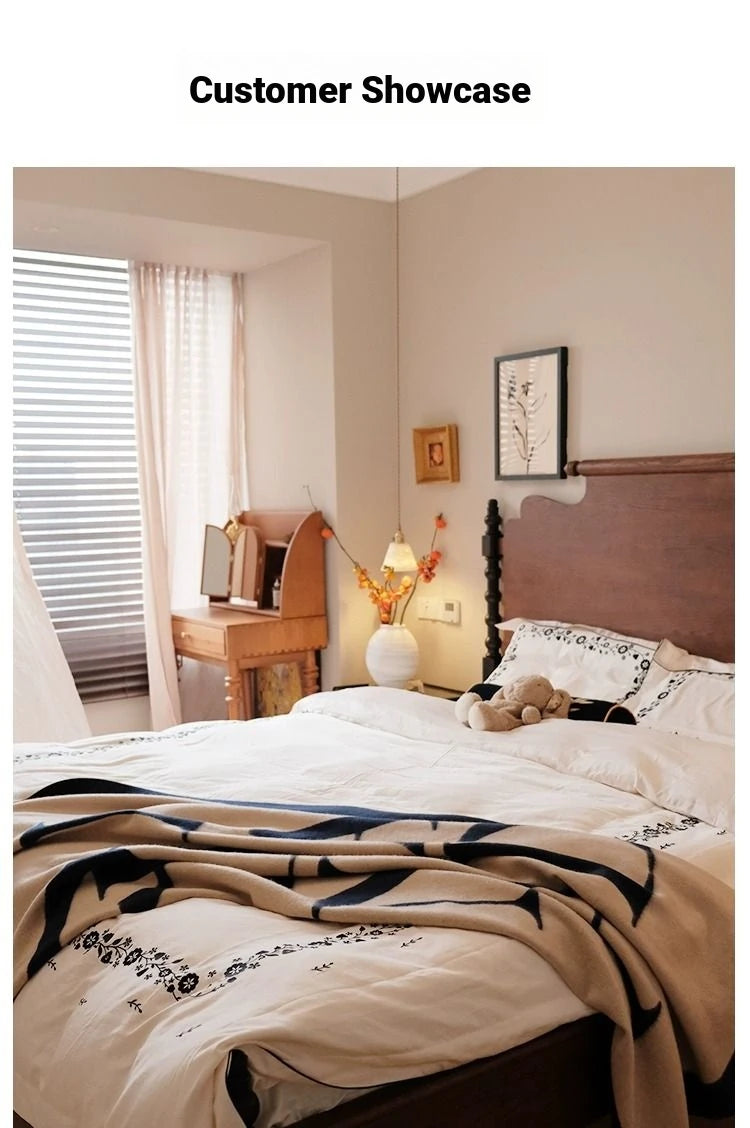 Elegant Solid Red Oak Bed Frame - Sturdy Design with Long Planks, No Splicing for Ultimate Comfort hsxz-2163