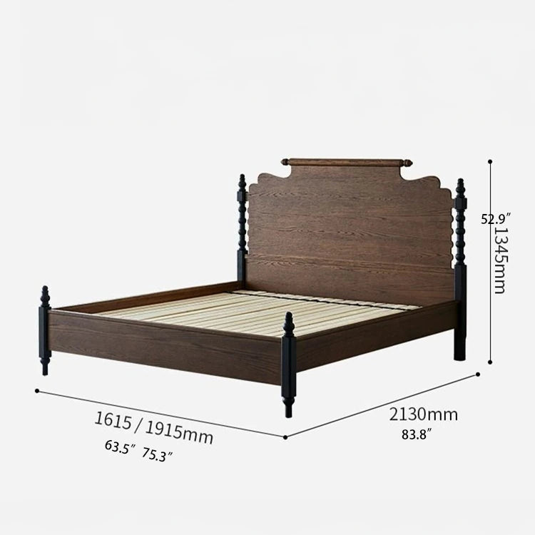 Elegant Solid Red Oak Bed Frame - Sturdy Design with Long Planks, No Splicing for Ultimate Comfort hsxz-2163