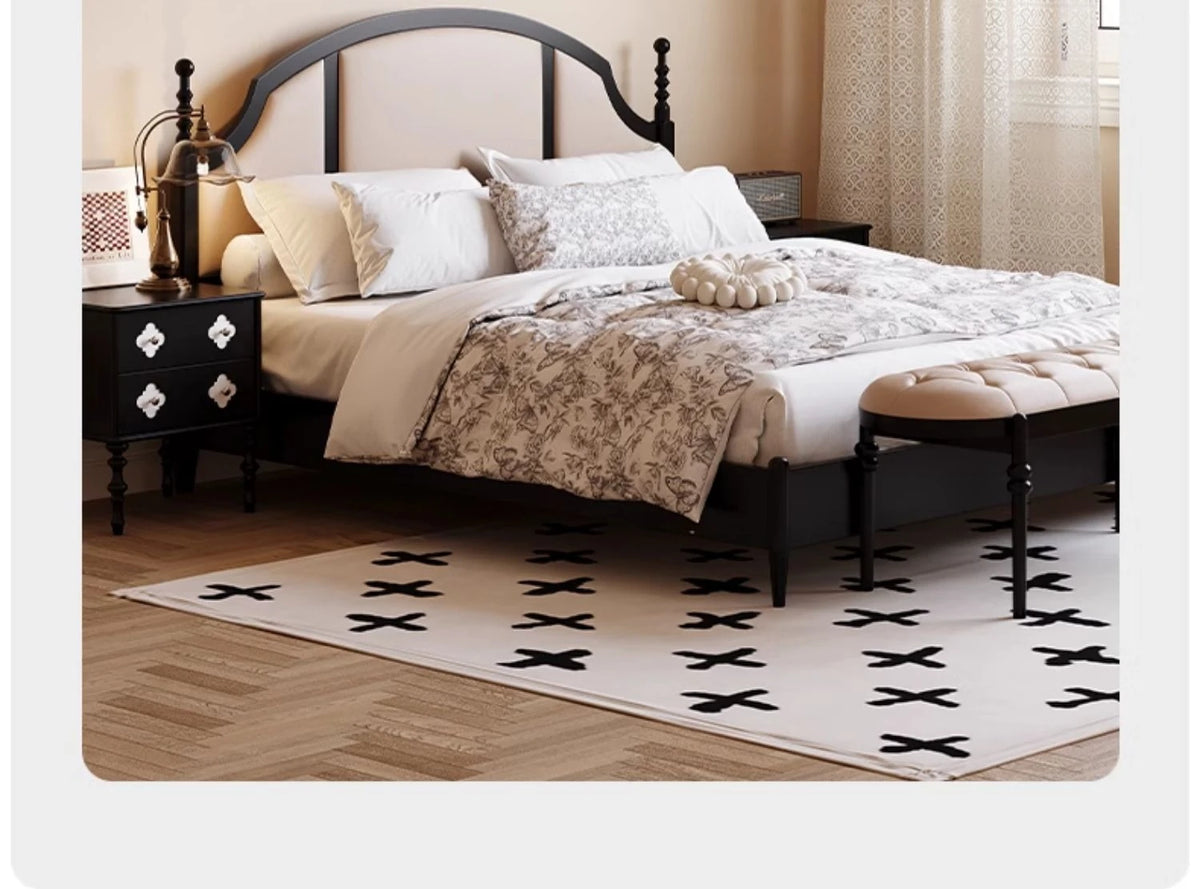 Elegant Black Bed Frame with Synthetic Leather Headboard and Foam Comfort – Multi-Layer Oak & Pine Construction hsxz-2164