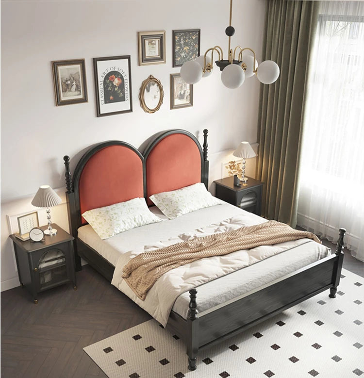 Stylish Pile Fabric Bed with Elegant Ash Wood Frame - Cozy Foam and Pine Design for Ultimate Comfort hsxz-2166