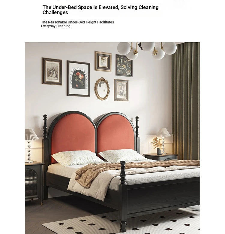 Stylish Pile Fabric Bed with Elegant Ash Wood Frame - Cozy Foam and Pine Design for Ultimate Comfort hsxz-2166