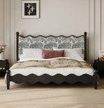 Elegant Scalloped Design Bed in Cotton-Ramie and Ash Wood – Stylish, Sturdy, and Comfortable Furniture for Your Bedroom hsxz-2167