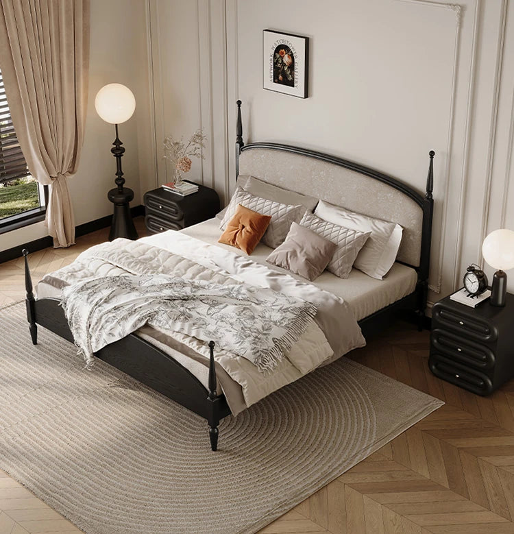 Stylish Cotton-Ramie Bed with Ash Wood Frame and Luxurious Foam Comfort – Perfect for Your Bedroom! hsxz-2168