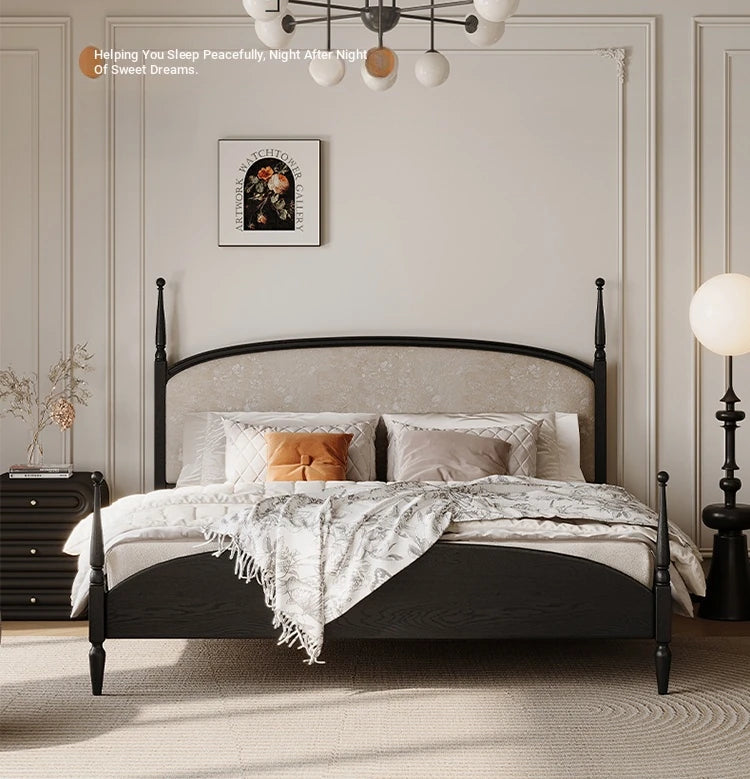 Stylish Cotton-Ramie Bed with Ash Wood Frame and Luxurious Foam Comfort – Perfect for Your Bedroom! hsxz-2168
