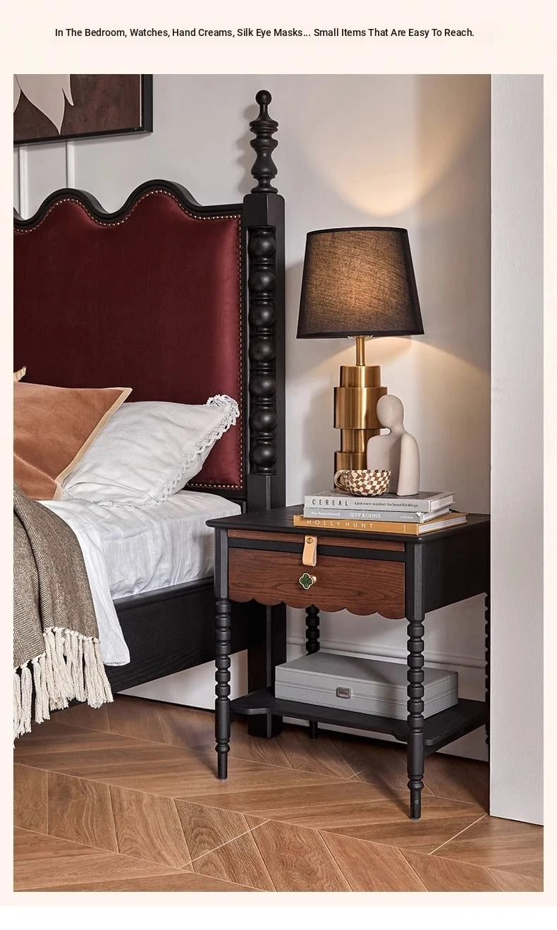 Stylish Red Oak Bedside Cupboard with Unique Design – Perfect for Your Living Room or Bedroom hsxz-2169