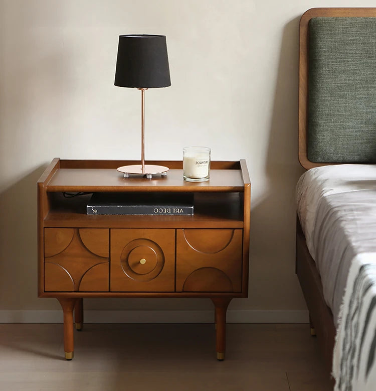 Stylish Solid Wood Bedside Cupboard with Multi-Layer and Metal Density Board, Perfect for Home Bedroom Decor hsxz-2170