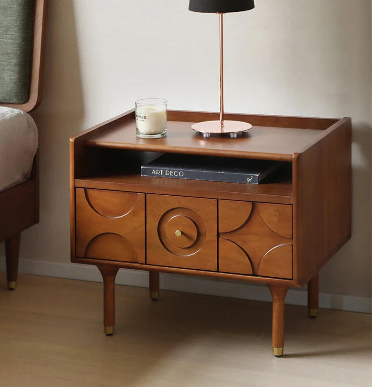 Stylish Solid Wood Bedside Cupboard with Multi-Layer and Metal Density Board, Perfect for Home Bedroom Decor hsxz-2170