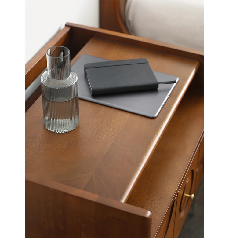 Stylish Solid Wood Bedside Cupboard with Multi-Layer and Metal Density Board, Perfect for Home Bedroom Decor hsxz-2170