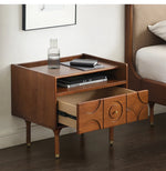 Stylish Solid Wood Bedside Cupboard with Multi-Layer and Metal Density Board, Perfect for Home Bedroom Decor hsxz-2170