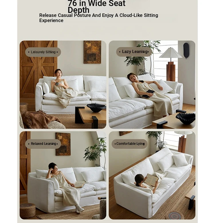 Elegant Linen Sofa with Plush Down and Silk Floss Cushions – Modern Comfort Design hsxz-2172