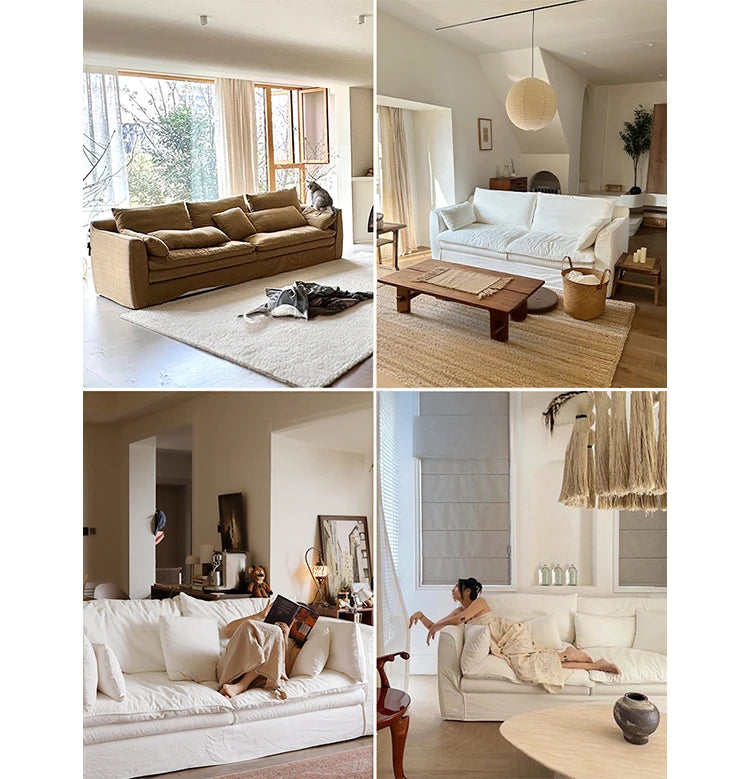 Elegant Linen Sofa with Plush Down and Silk Floss Cushions – Modern Comfort Design hsxz-2172