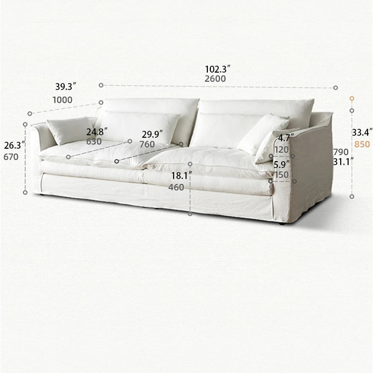 Elegant Linen Sofa with Plush Down and Silk Floss Cushions – Modern Comfort Design hsxz-2172