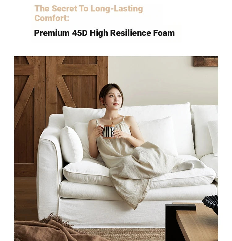 Elegant Linen Sofa with Plush Down and Silk Floss Cushions – Modern Comfort Design hsxz-2172