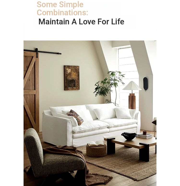 Elegant Linen Sofa with Plush Down and Silk Floss Cushions – Modern Comfort Design hsxz-2172