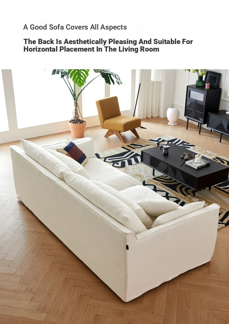 Elegant Linen Sofa with Plush Down and Silk Floss Cushions – Modern Comfort Design hsxz-2172