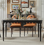 Elegant Solid Wood Dining Table with Beaded Pedestal and Curved Edge - Perfect for Cozy Spaces hsxz-2174