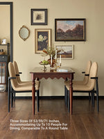 Elegant Solid Wood Dining Table with Beaded Pedestal and Curved Edge - Perfect for Cozy Spaces hsxz-2174