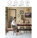 Elegant Solid Wood Dining Table with Beaded Pedestal and Curved Edge - Perfect for Cozy Spaces hsxz-2174