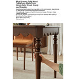 Elegant Solid Wood Dining Table with Beaded Pedestal and Curved Edge - Perfect for Cozy Spaces hsxz-2174