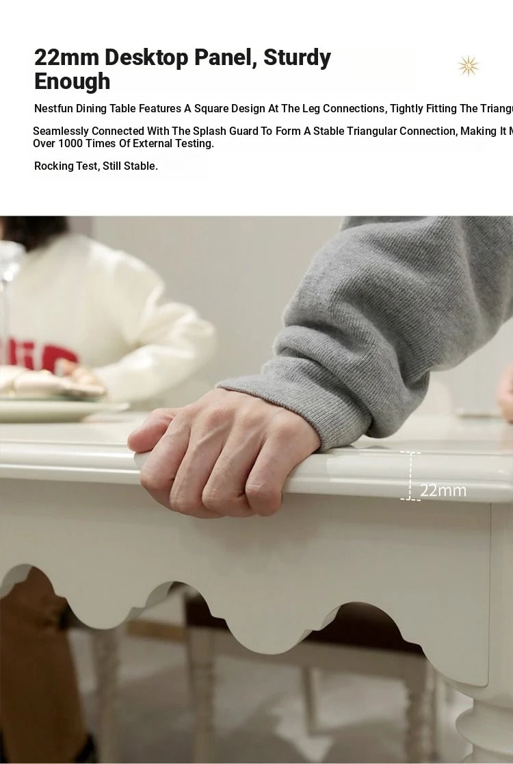 Elegant Solid Wood Dining Table with Beaded Pedestal and Curved Edge - Perfect for Cozy Spaces hsxz-2174