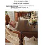 Elegant Solid Wood Dining Table with Beaded Pedestal and Curved Edge - Perfect for Cozy Spaces hsxz-2174