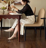 Elegant Solid Wood Dining Table with Beaded Pedestal and Curved Edge - Perfect for Cozy Spaces hsxz-2174