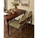 Elegant Solid Wood Dining Table with Beaded Pedestal and Curved Edge - Perfect for Cozy Spaces hsxz-2174