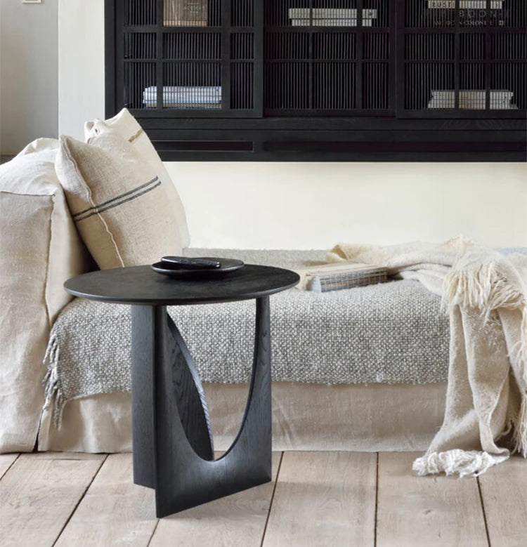 Stylish Round Oak Tea Table with Unique Base Design - Modern Home Furniture Accent Piece hsxz-2176