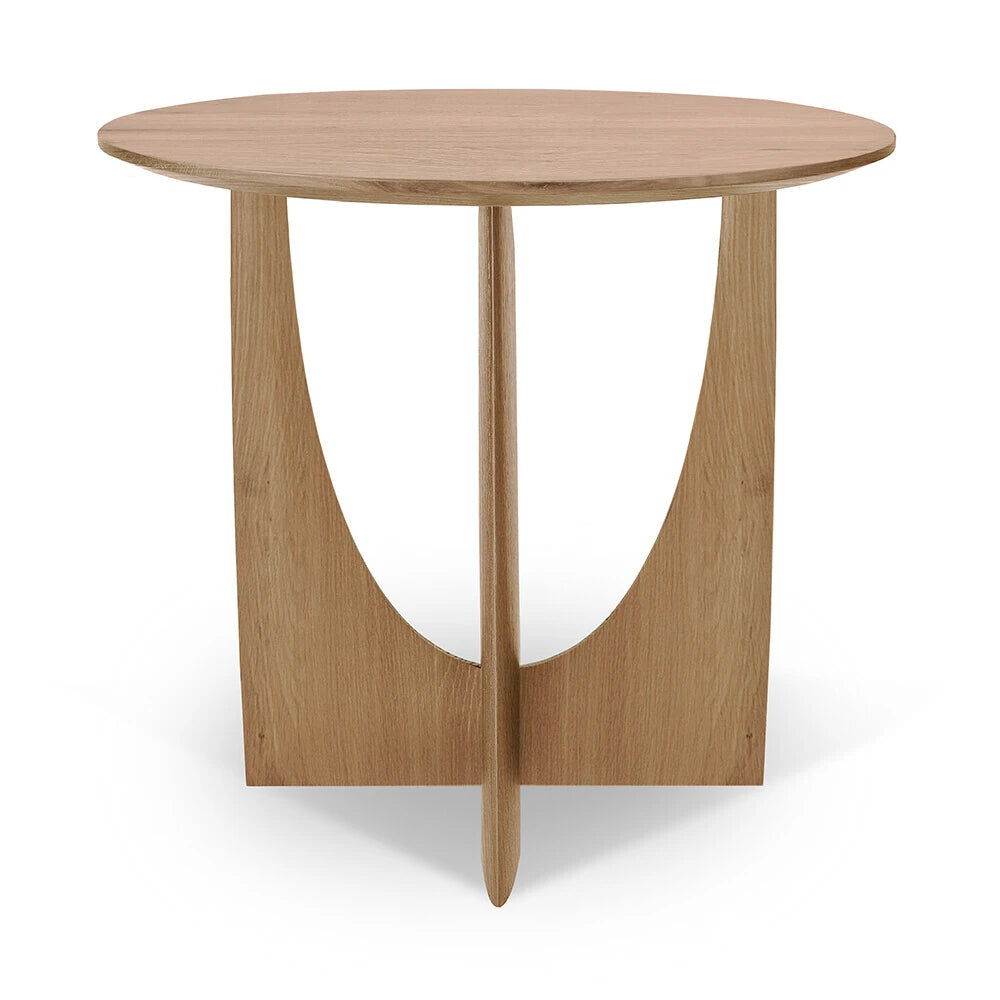 Stylish Round Oak Tea Table with Unique Base Design - Modern Home Furniture Accent Piece hsxz-2176
