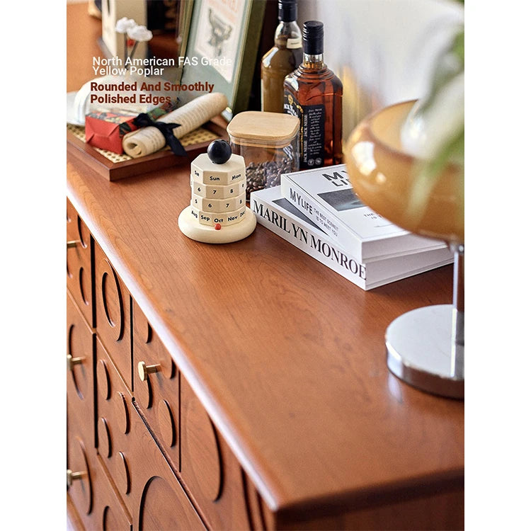 Stylish Solid Wood Cabinet with Unique Multi-Layer Design and Copper Accents for Modern Living Spaces hsxz-2179