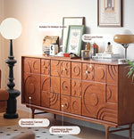 Stylish Solid Wood Cabinet with Unique Multi-Layer Design and Copper Accents for Modern Living Spaces hsxz-2179