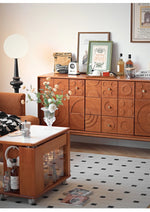 Stylish Solid Wood Cabinet with Unique Multi-Layer Design and Copper Accents for Modern Living Spaces hsxz-2179