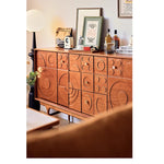 Stylish Solid Wood Cabinet with Unique Multi-Layer Design and Copper Accents for Modern Living Spaces hsxz-2179