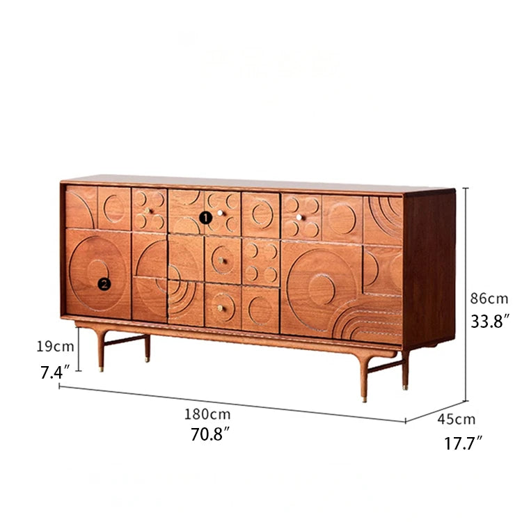 Stylish Solid Wood Cabinet with Unique Multi-Layer Design and Copper Accents for Modern Living Spaces hsxz-2179