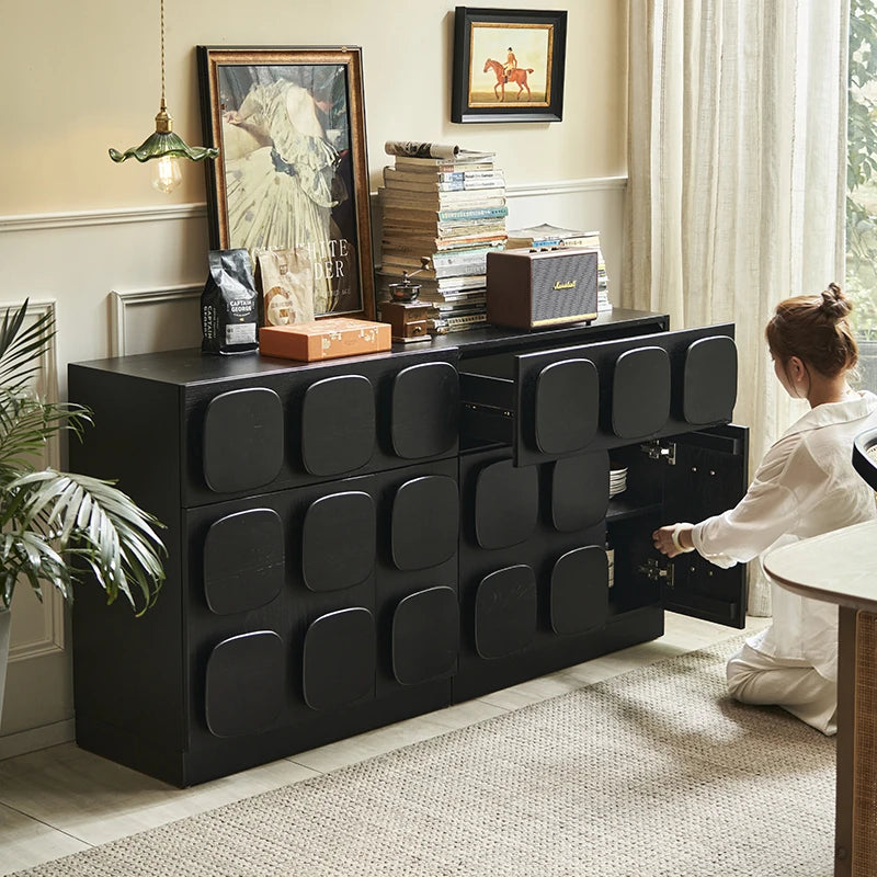 Modern Black Ash Wood Cabinet with Multi-Layer Board - Stylish Storage Solution for Home Decor hsxz-2181