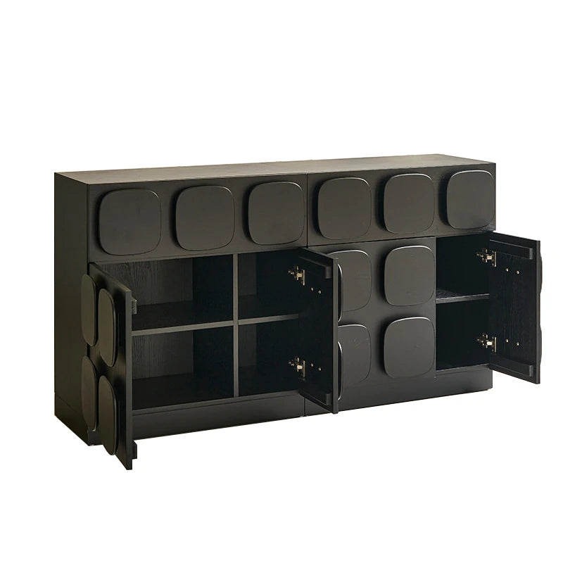 Modern Black Ash Wood Cabinet with Multi-Layer Board - Stylish Storage Solution for Home Decor hsxz-2181
