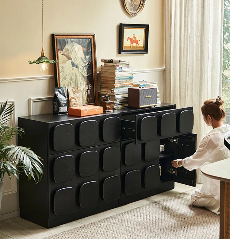 Modern Black Ash Wood Cabinet with Multi-Layer Board - Stylish Storage Solution for Home Decor hsxz-2181