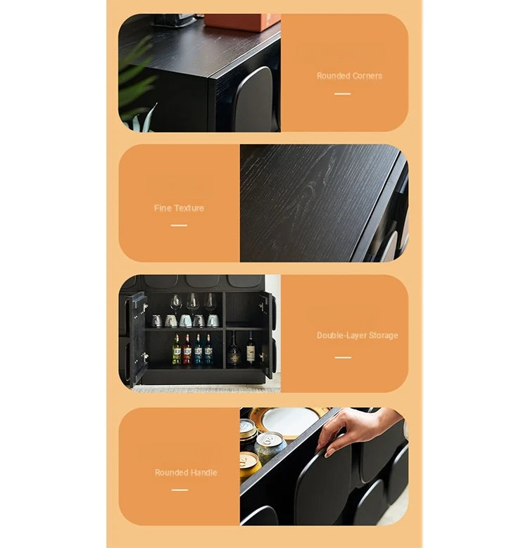 Modern Black Ash Wood Cabinet with Multi-Layer Board - Stylish Storage Solution for Home Decor hsxz-2181