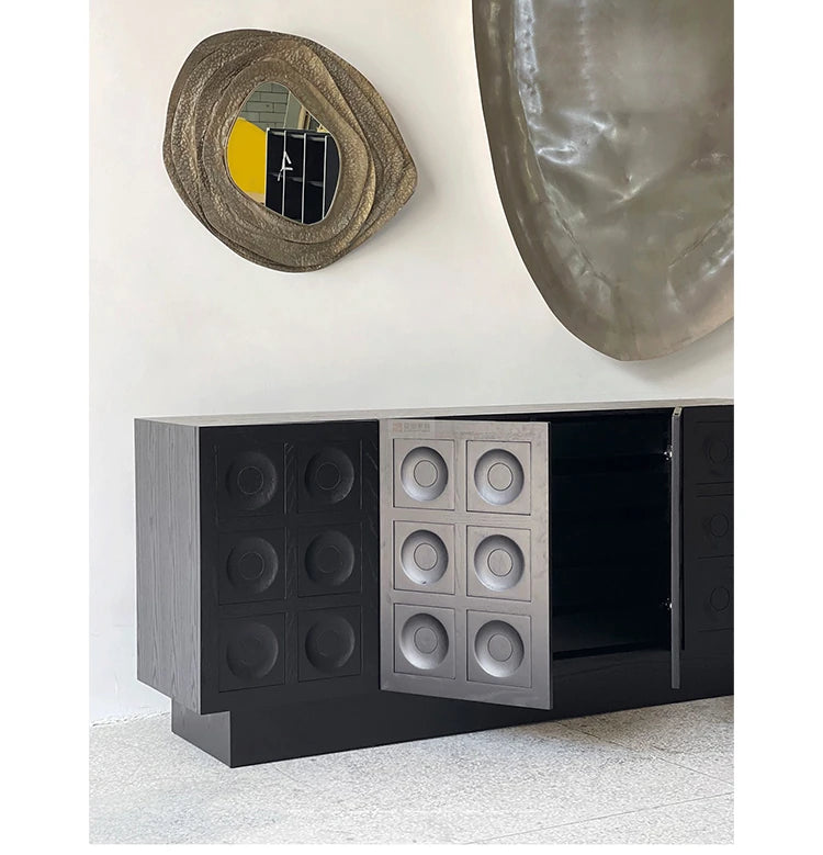 Stylish Multi-Layer Board Cabinet with Unique Textured Design for Modern Living Spaces hsxz-2186