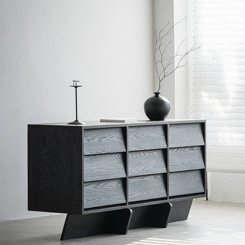Stylish Ash Wood & Chinese Fir Cabinet with Unique Multi-Layer Design – Modern Storage Solution for Any Room hsxz-2188