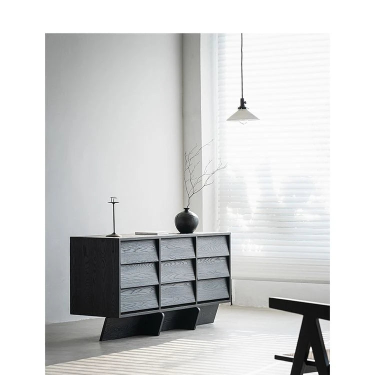 Stylish Ash Wood & Chinese Fir Cabinet with Unique Multi-Layer Design – Modern Storage Solution for Any Room hsxz-2188