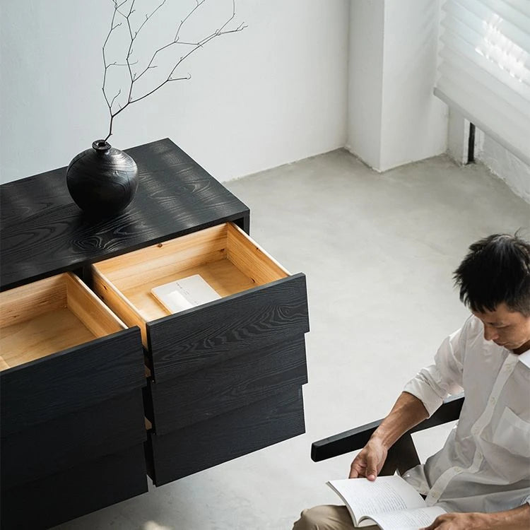 Stylish Ash Wood & Chinese Fir Cabinet with Unique Multi-Layer Design – Modern Storage Solution for Any Room hsxz-2188